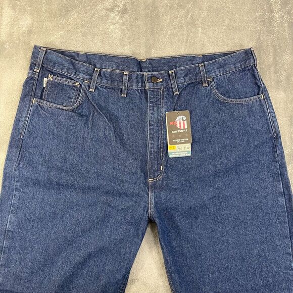 NEW Carhartt Flame Resistant FR Jeans Mens 46x34 Relaxed FRB100 DNM Actual 45x33 - Picture 2 of 13